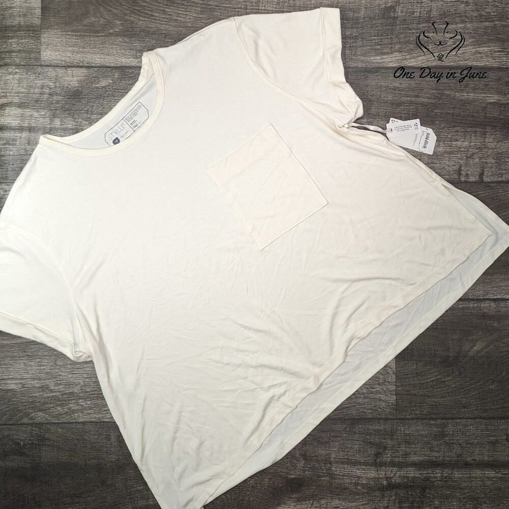 Stylus Plus Size Short Sleeve Pocket T Shirt Top Size 1X